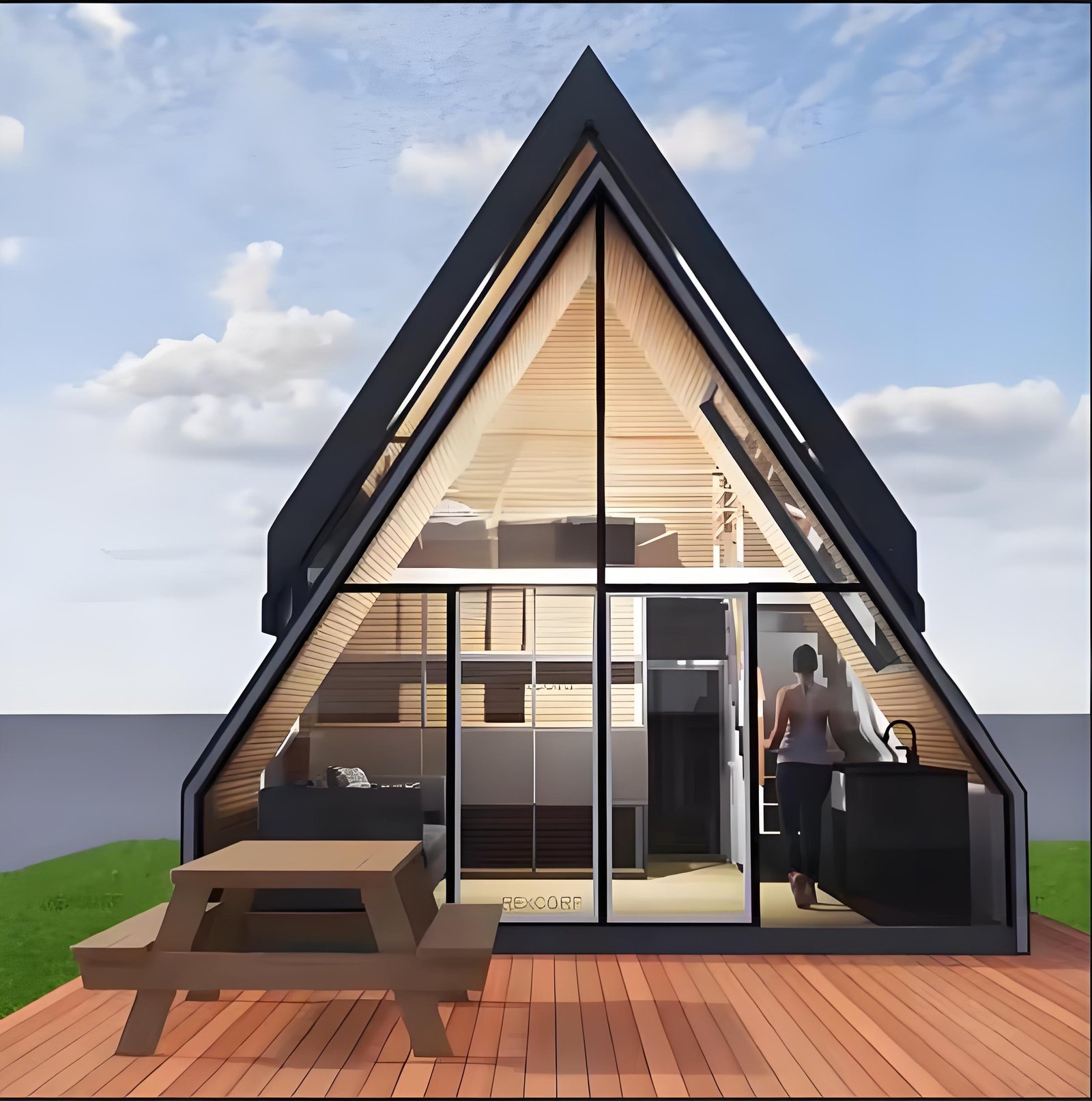 30sqm Unique Design Chalet with Loft Bed Prefabricated Cabin in the Woods a Frame House in Spain