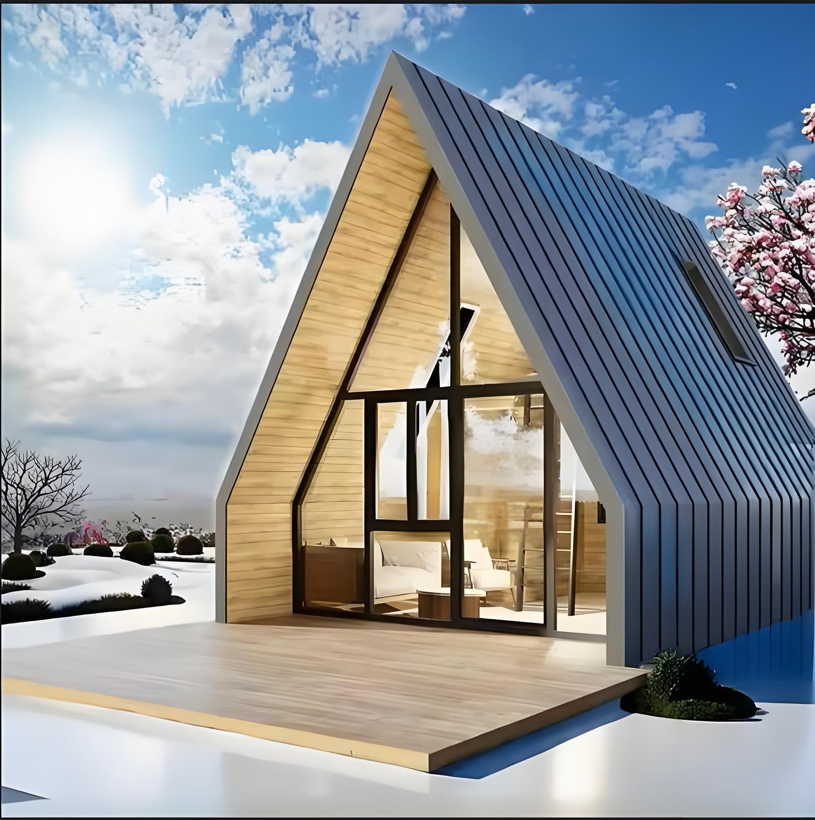 Modern Luxury Tiny Prefabricated Steel Container Villa Waterproof Features Bedroom Warehouse Application Triangle House